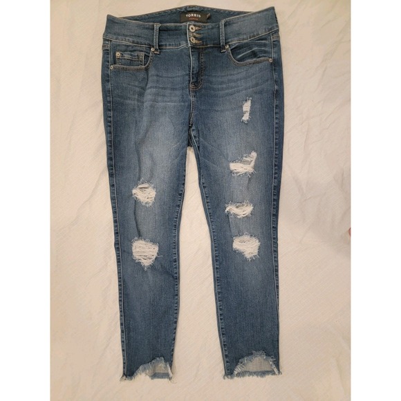 torrid Denim - Torrid stretch  jeans: Jegging fit, medium wash, Distressed Women's 14 Reg